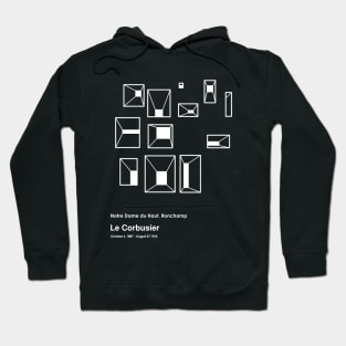 Le Corbusier Notre Dame du Haut Building White Outline Hoodie